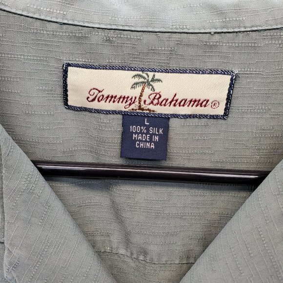 Tommy Bahama 100% Silk Men's Hawaiian Camp Shirt Large Green Floral Size L - Picture 2 of 7